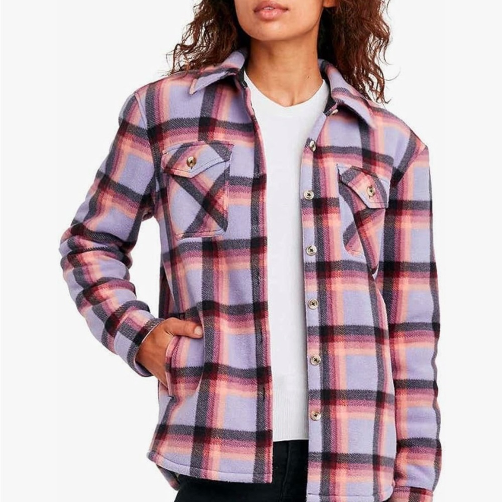 Sage Collective Women's Plaid Super Plush Sherpa Lined Fleece Shirt Jacket